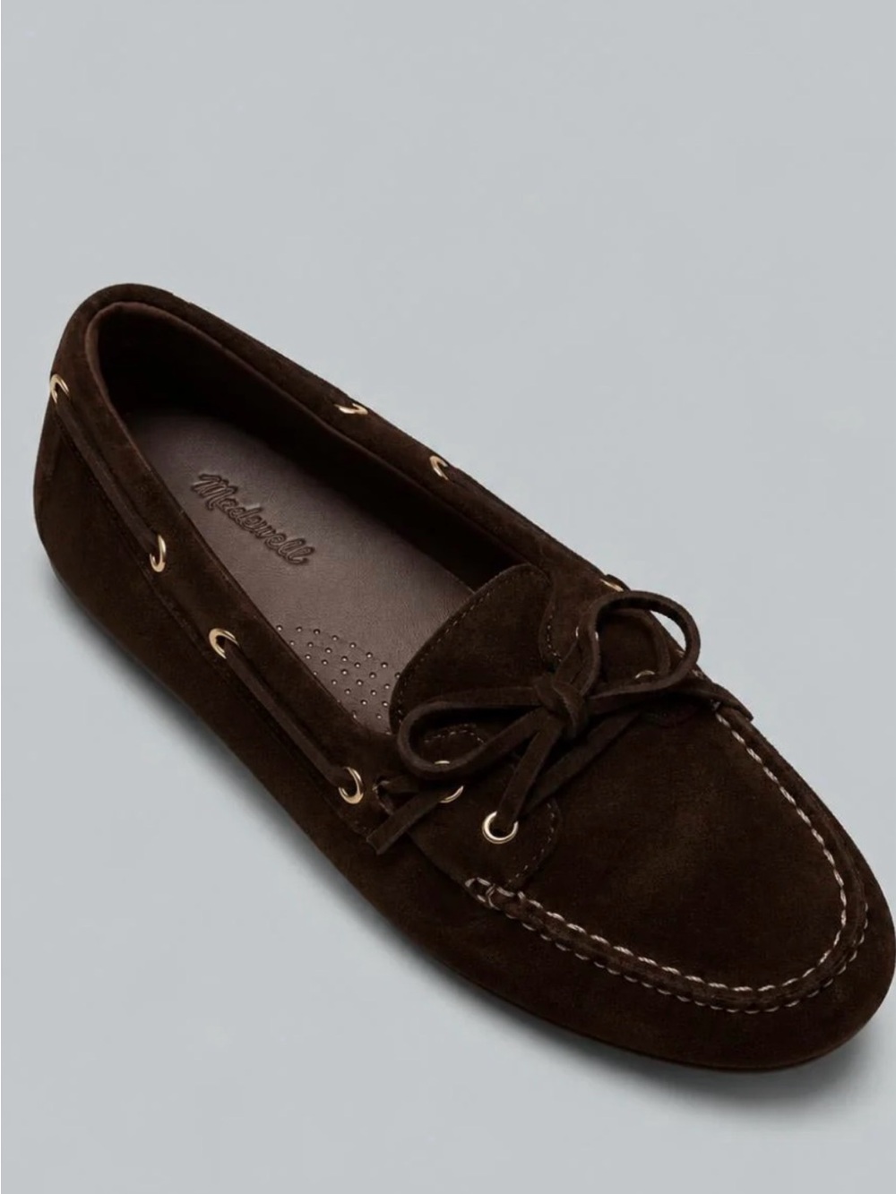 Madewell Dark Brown Suede Moccasin with Bow Detail